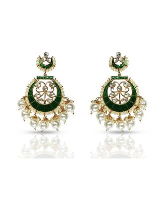 Green Meenakari Chandbali 2