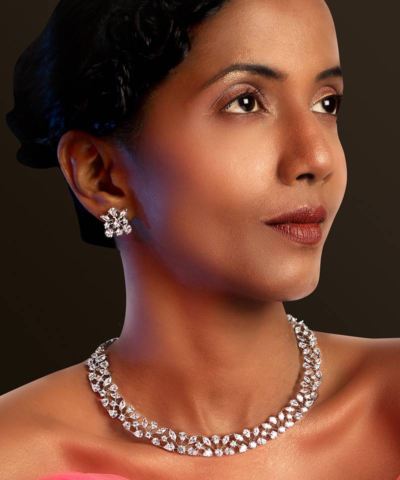Classic Mixed Shape Diamond Necklace Set