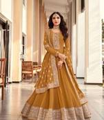 Yellow embroidered georgette salwar
