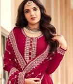 Rani-pink embroidered georgette salwar