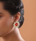 Red Stone Kundan Ear Tops