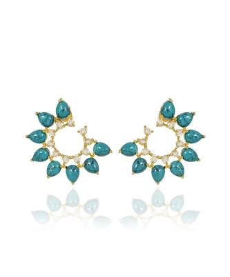 Turquoise Rosecut Earrings 2
