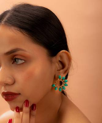 Turquoise Rosecut Earrings 1