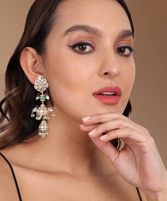 Parrot Kundan Double Jhumkis 1