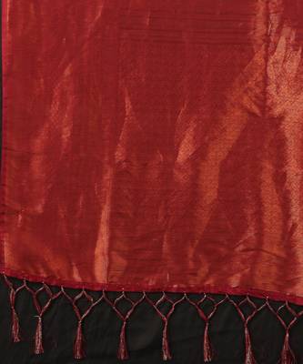 BANARASI SOFTY SILK RED COPPER WEAVING SAREE WITH BLOUSE 6