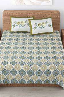 Cotton Printed King Size Double Bedsheet with 2 Pillow Covers Set