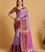 Rich Look Soft Silk Saree In Beautiful Purple Colour