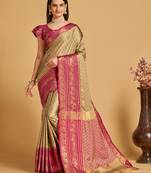 Rich Look Soft Silk Saree In Beautiful Beige Colour
