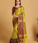 Rich Look Soft Silk Saree In Beautiful Green Colour