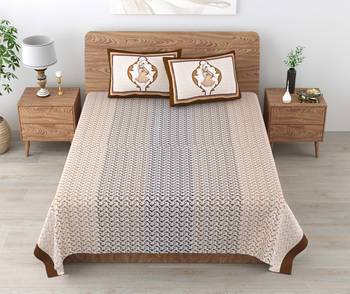 Cotton Printed King Size Double Bedsheet with 2 Pillow Covers Set 1