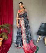  Patola Silk Grey Weavind Jacquard Rich Pallu Saree
