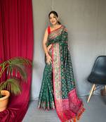  Patola Silk Green Weavind Jacquard Rich Pallu Saree