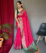  Patola Silk Pink Weavind Jacquard Rich Pallu Saree