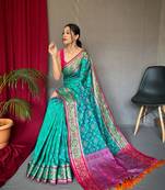  Patola Silk Rama Weavind Jacquard Rich Pallu Saree