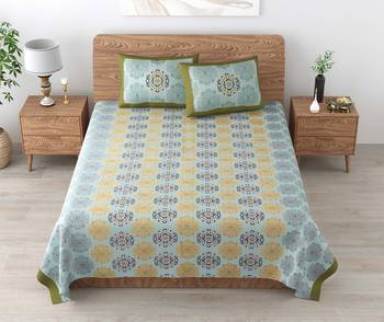 Cotton Printed King Size Double Bedsheet with 2 Pillow Covers Set 1