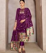 Amazing Paithani Woven Purple Colour Tapeta Silk Salwaar Kameez