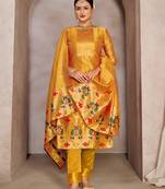 Amazing Paithani Woven Yellow Colour Tapeta Silk Salwaar Kameez