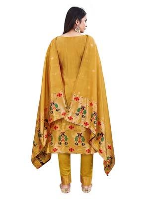 Amazing Paithani Woven Yellow Colour Tapeta Silk Salwaar Kameez 2