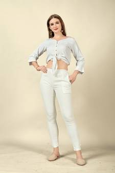 White Colour Regular Pant For Casual Matchig Style