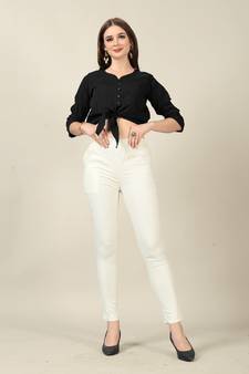 Off White Colour Regular Pant For Casual Matchig Style