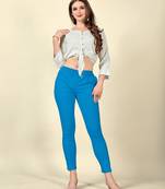 Blue Colour Regular Pant For Casual Matchig Style