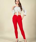 Red Colour Regular Pant For Casual Matchig Style