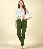 Green Colour Regular Pant For Casual Matchig Style