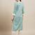 Designer Traditional Printed Ethnic Touch Rayon Kurti In Light Blue Colour