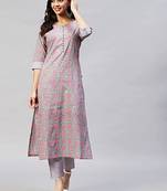Grey Colour Kurti Bottom Set In Cotton Fabric For Beautiful Casual Looks