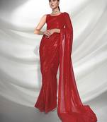 Maroon Heavy Designer Sequins Embroidery Work Partywear Saree