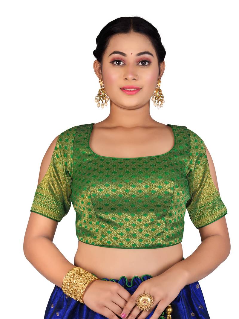 Babyhug Half Sleeves Blouse And Zari Bordered Nauvari Saree - Orange main image 0