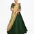 Embellished and solid Bottle Green Velvet Designer semi-stitched Half saree with unstitched Blouse and dupatta