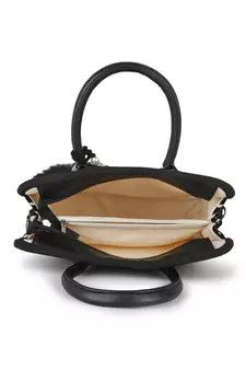 Anekaant Geomat Natural & Black Jacquard Cotton Canvas Diamond Self Design Handheld Bag