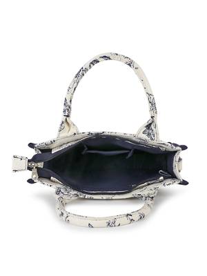 Jungle Natural & Navy Jacquard Cotton Canvas Animal & Floral Self Design Handheld Bag 5