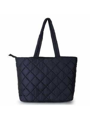 Uno Black Quilted Polyester Diamond Self Design Handheld Bag 2