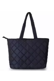 Uno Black Quilted Polyester Diamond Self Design Handheld Bag