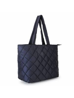 Uno Black Quilted Polyester Diamond Self Design Handheld Bag 3