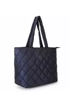 Uno Black Quilted Polyester Diamond Self Design Handheld Bag