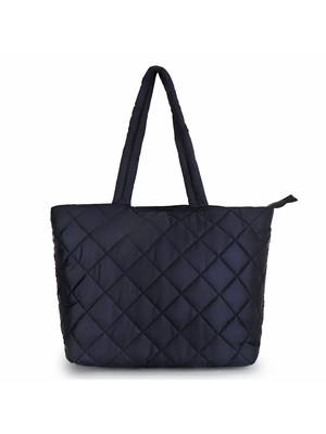 Uno Black Quilted Polyester Diamond Self Design Handheld Bag 4