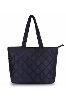 Uno Black Quilted Polyester Diamond Self Design Handheld Bag