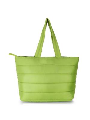 Uno Parrot Green  Quilted Polyester Striped Self Design Handheld Bag 2