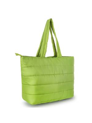Uno Parrot Green  Quilted Polyester Striped Self Design Handheld Bag 3
