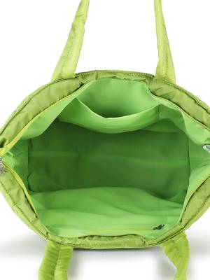 Uno Parrot Green  Quilted Polyester Striped Self Design Handheld Bag 5