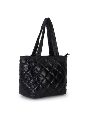 Uno Black Quilted Polyester Diamond Self Design Handheld Bag 3