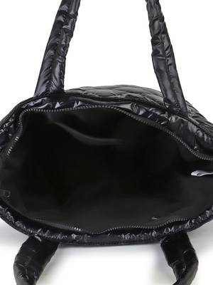 Uno Black Quilted Polyester Diamond Self Design Handheld Bag 5