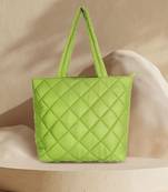 Uno Parrot Green  Quilted Polyester Diamond Self Design Handheld Bag