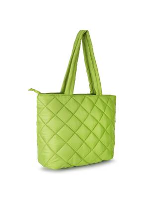 Uno Parrot Green  Quilted Polyester Diamond Self Design Handheld Bag 3