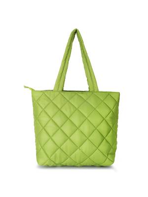 Uno Parrot Green  Quilted Polyester Diamond Self Design Handheld Bag 4