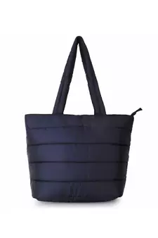 Uno Black Quilted Polyester Striped Self Design Handheld Bag