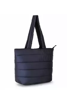 Uno Black Quilted Polyester Striped Self Design Handheld Bag